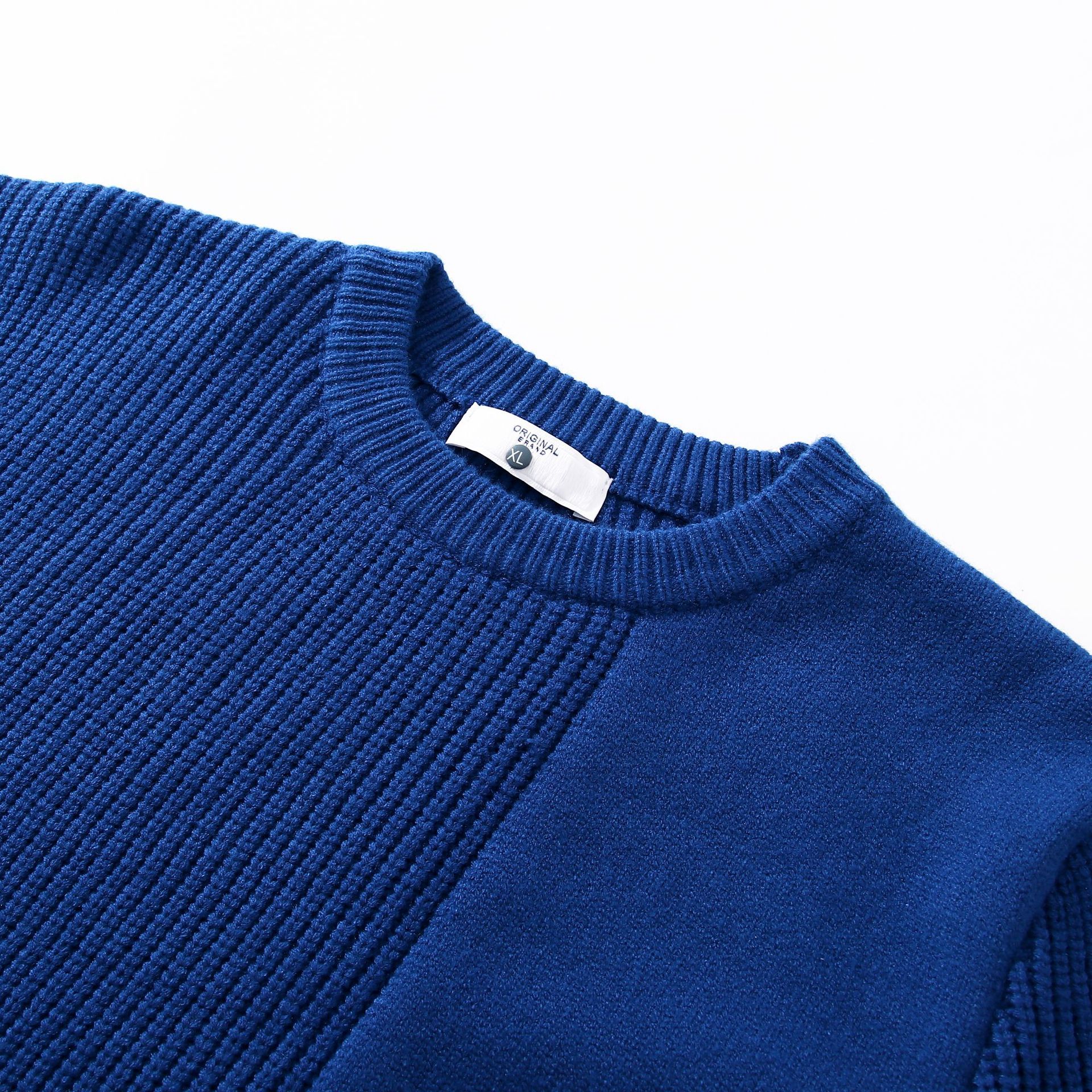 Asymmetrical Men'S Knitted Color-Blocking Sweater