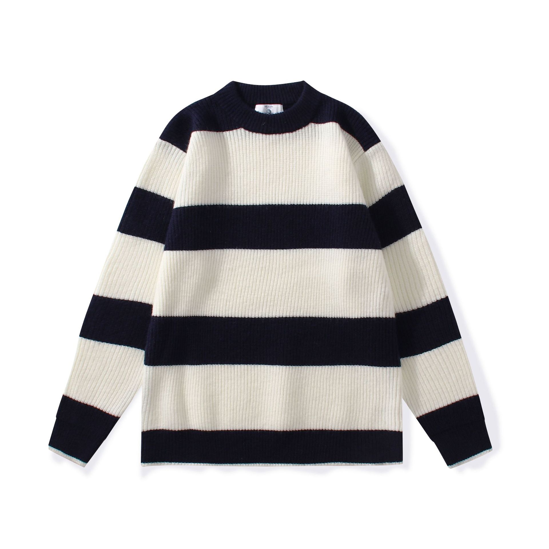 Knitted Sweater Clashing Patchwork Stripes