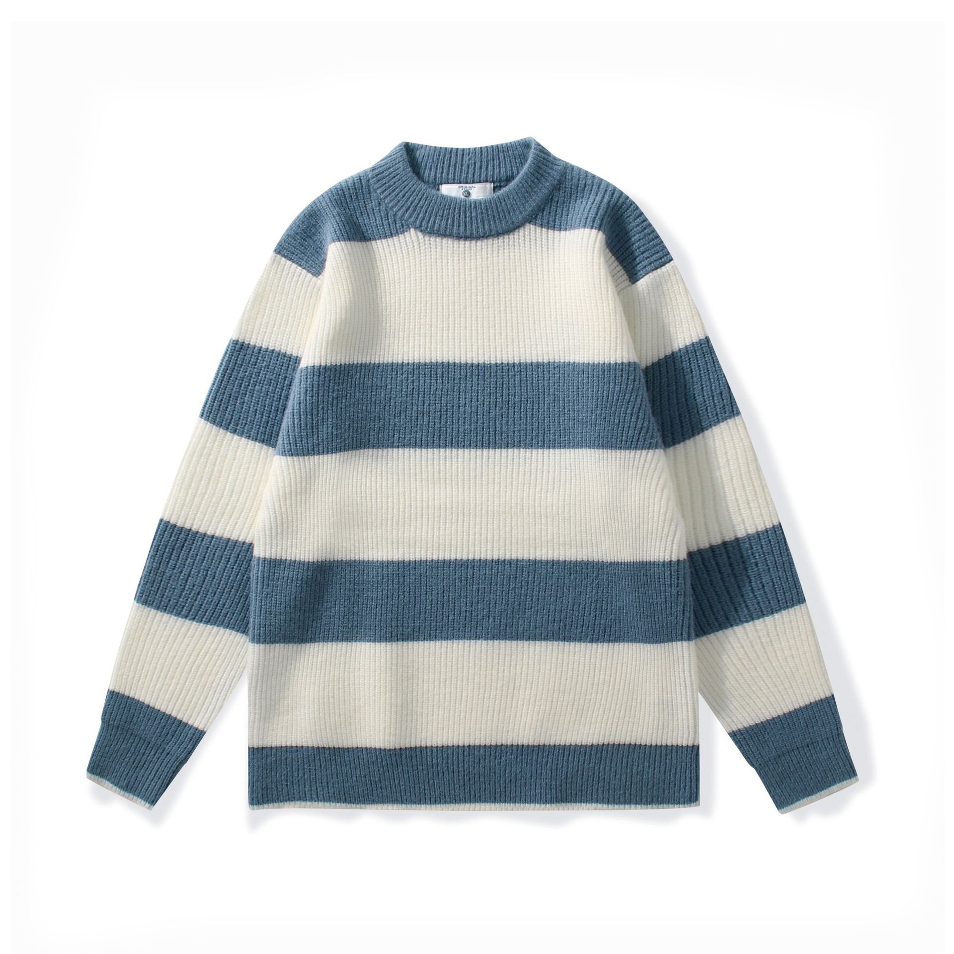Knitted Sweater Clashing Patchwork Stripes