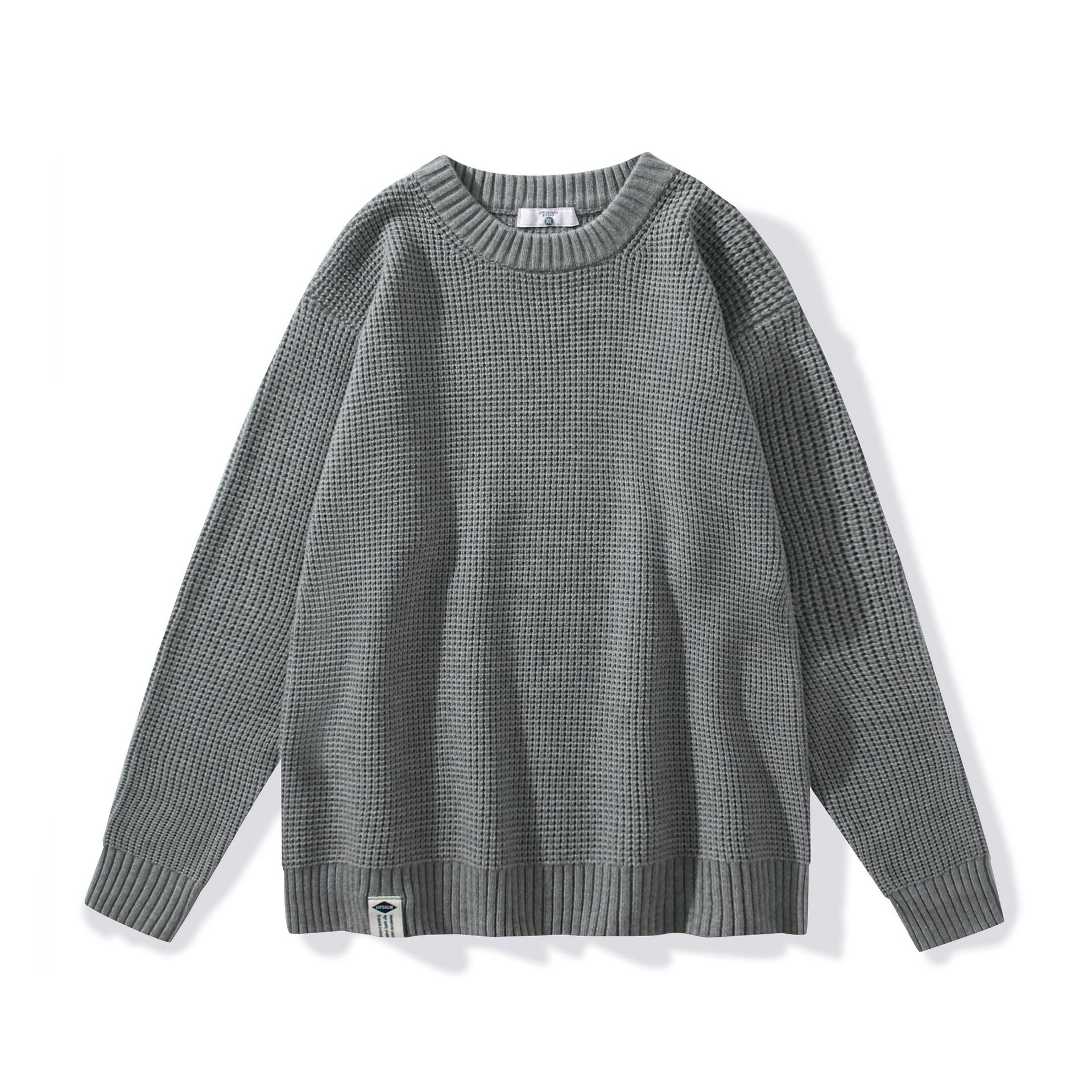 Round Neck Vintage Waffle Sweater