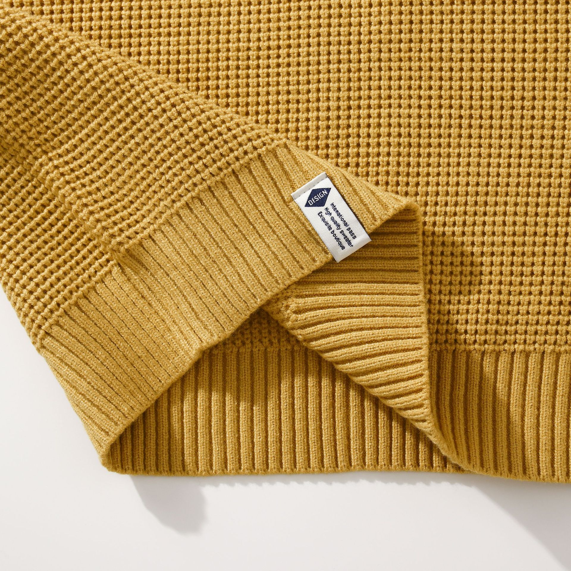 Round Neck Vintage Waffle Sweater