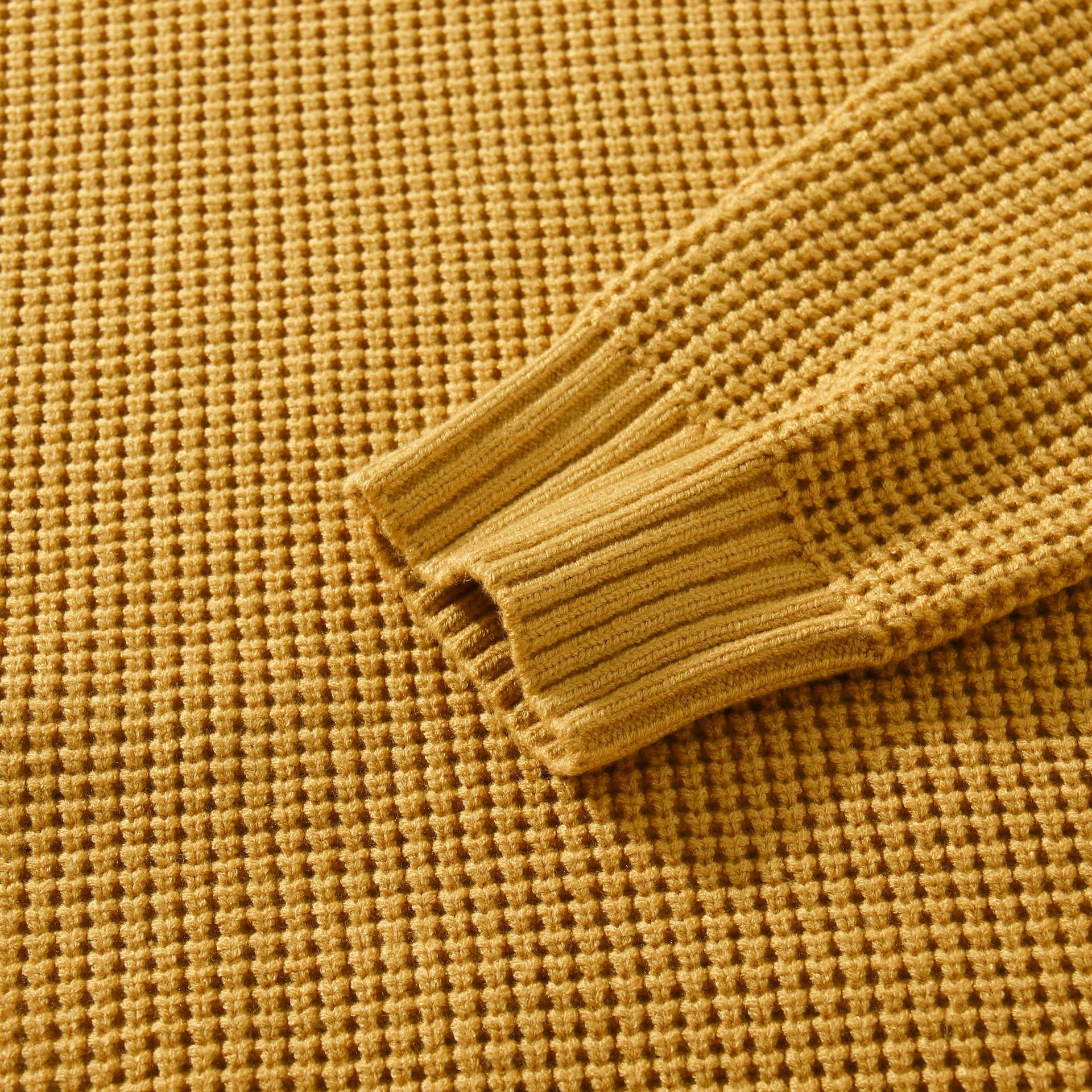Round Neck Vintage Waffle Sweater