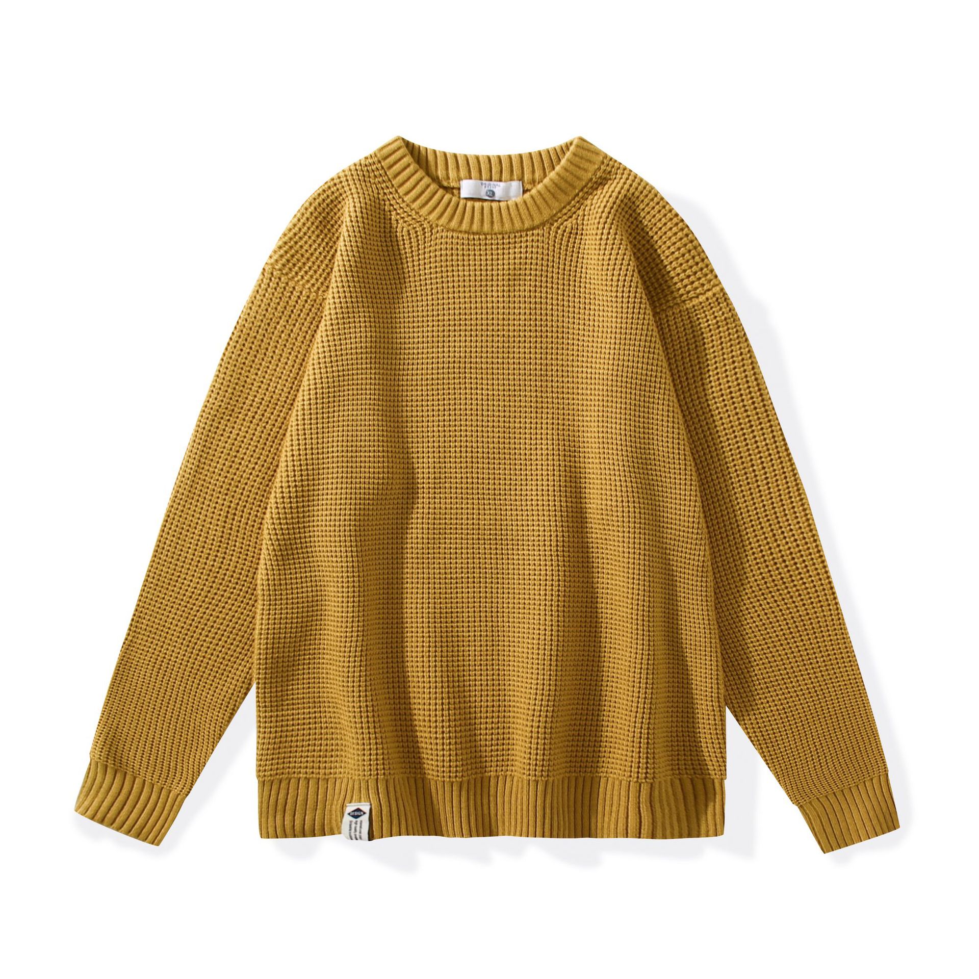 Round Neck Vintage Waffle Sweater