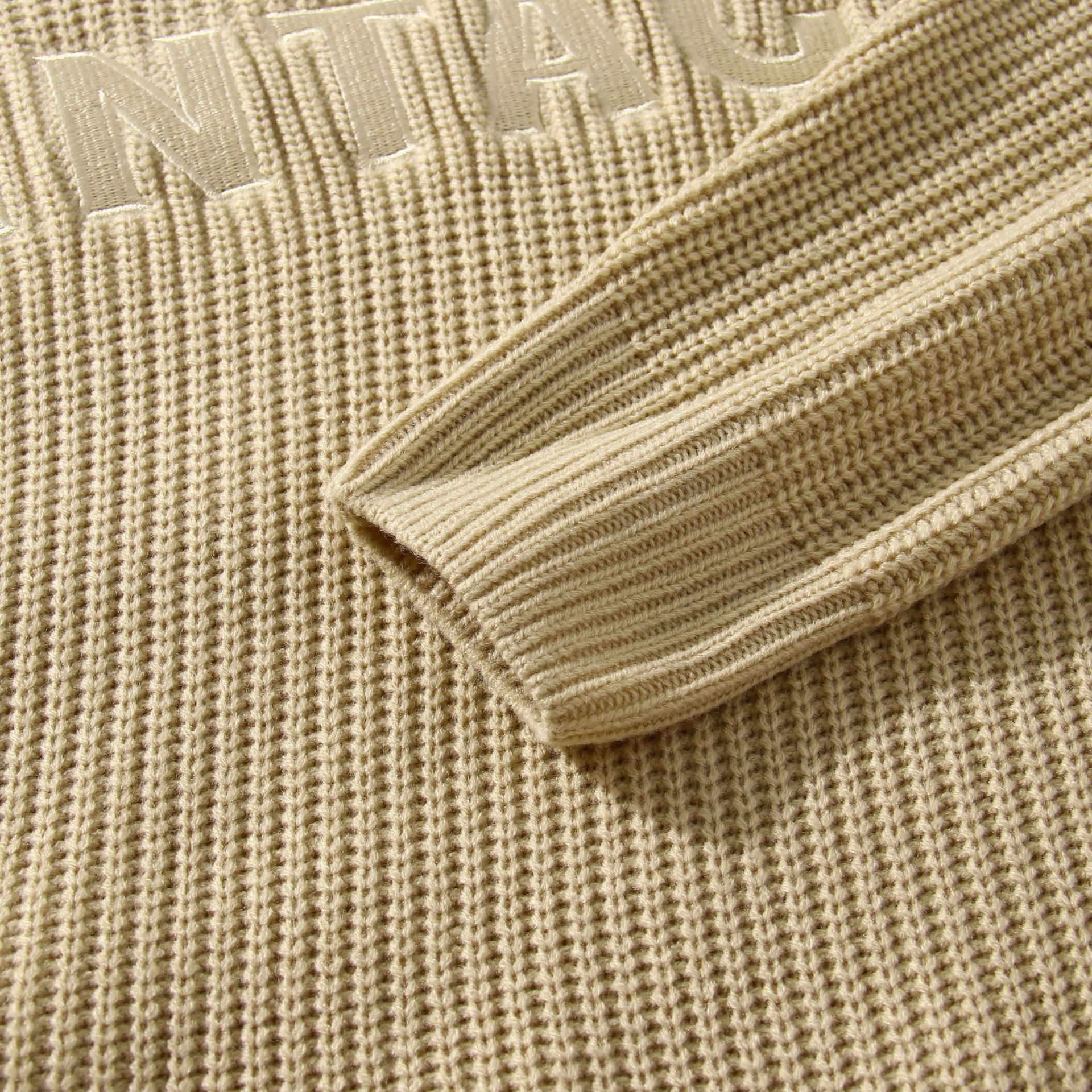 Letter Embroidery Thick Needle Drop Shoulder Sweater