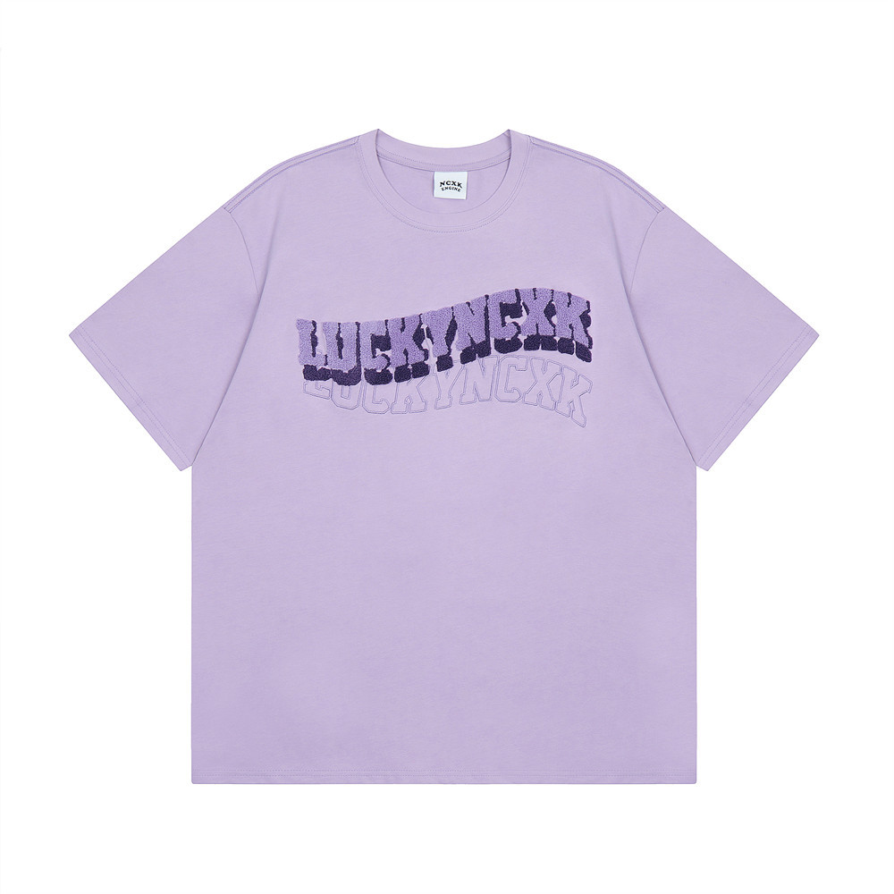 Alphabet Towel Embroidery Short-Sleeved T-Shirt