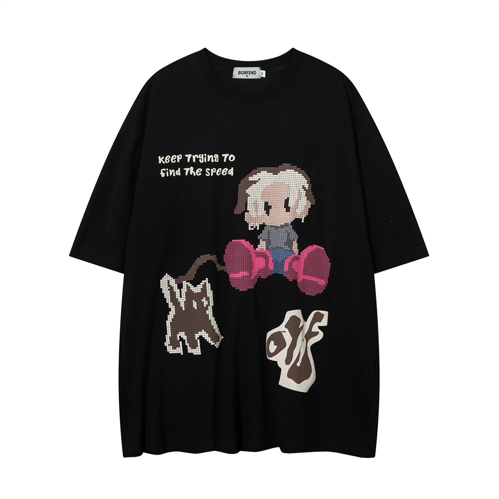 Anime Cartoon Print Cotton T-Shirt Short-Sleeved