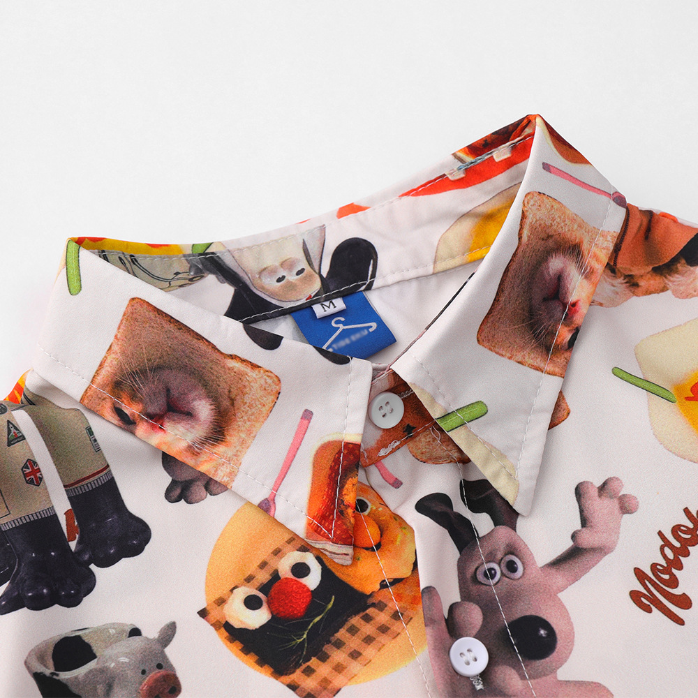 Cartoon Animal Full Print Short-Sleeved Shirt