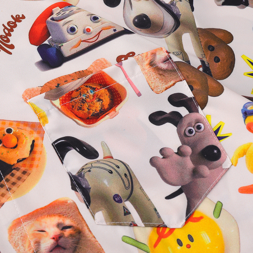 Cartoon Animal Full Print Short-Sleeved Shirt