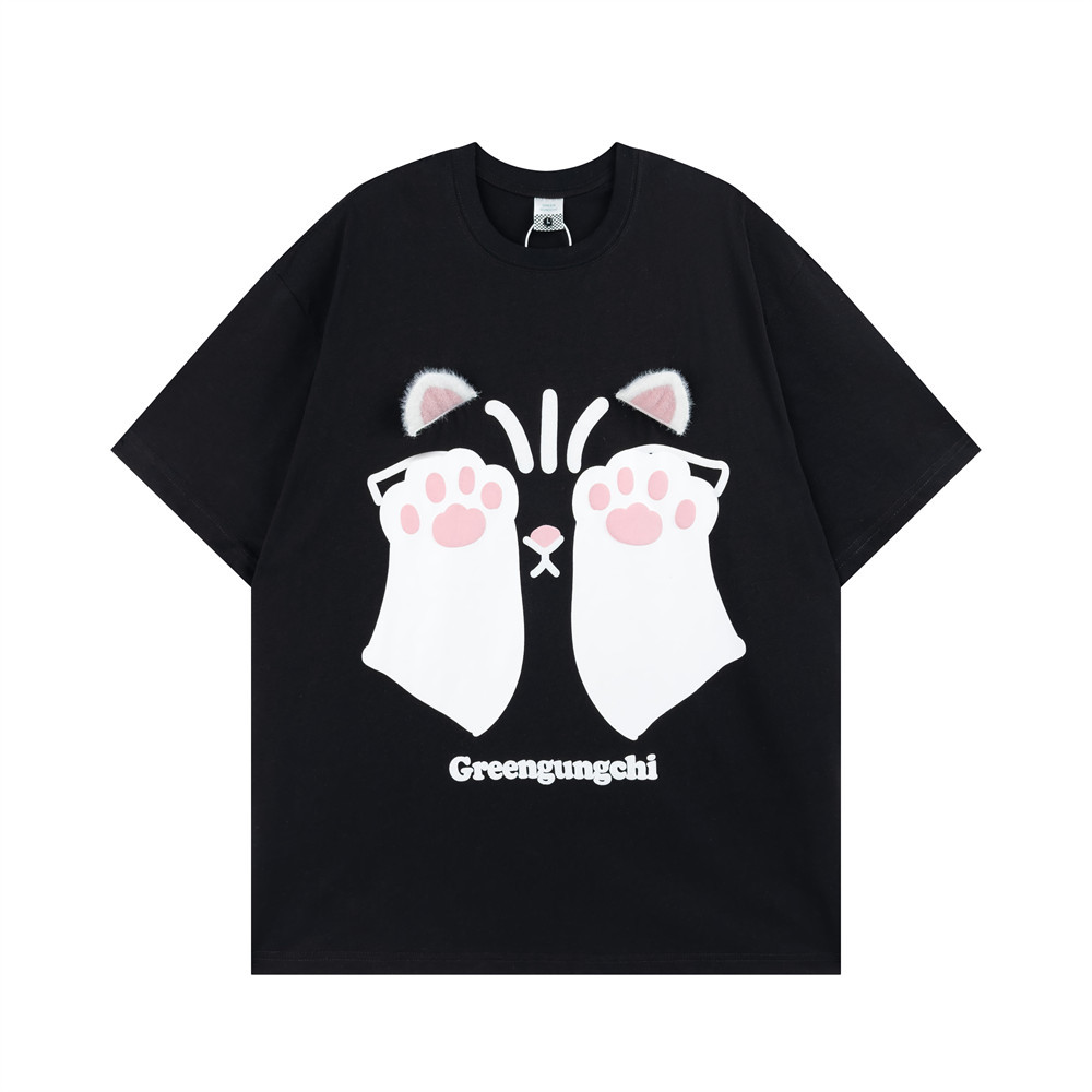 Cartoon Cute Kitten Print T-Shirt