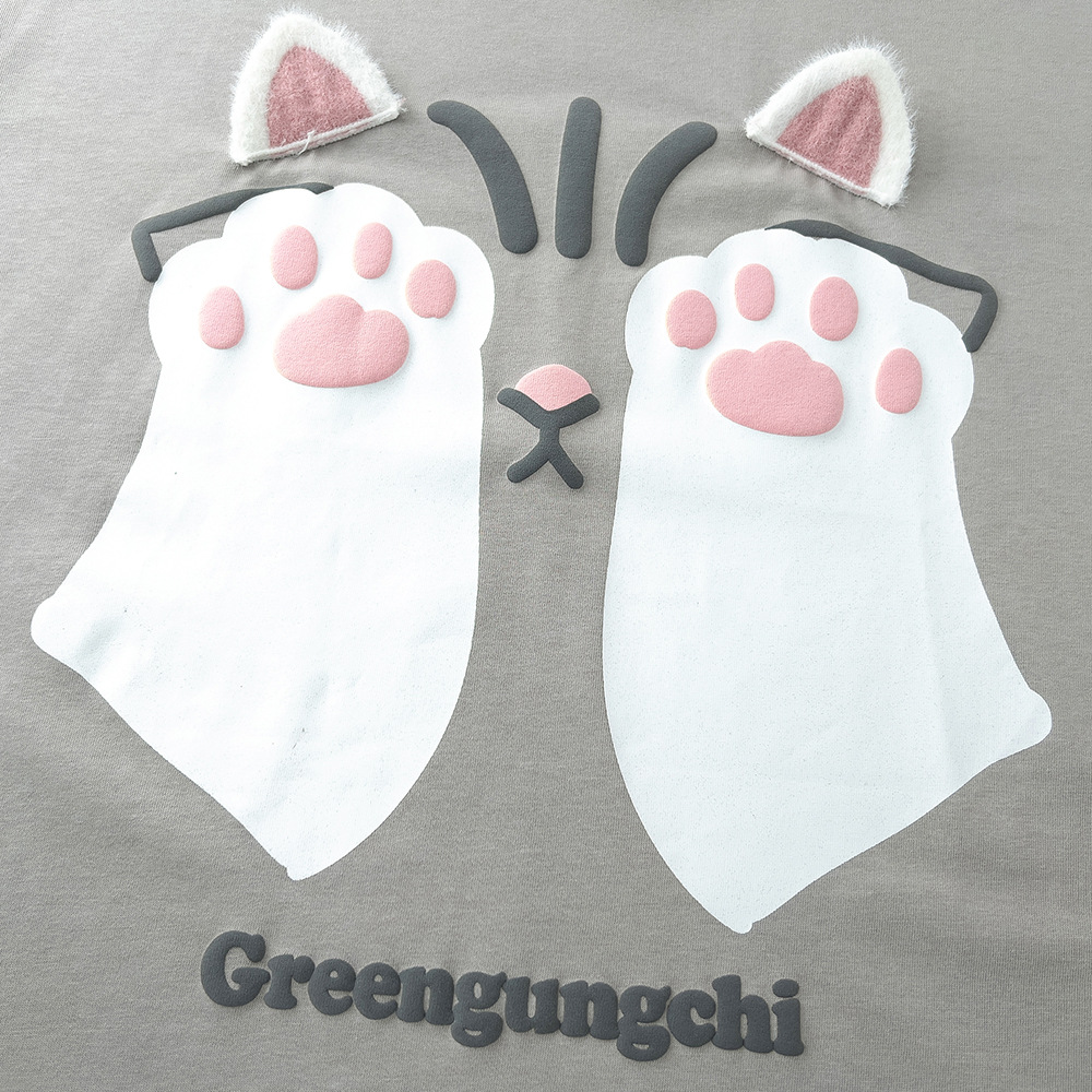 Cartoon Cute Kitten Print T-Shirt