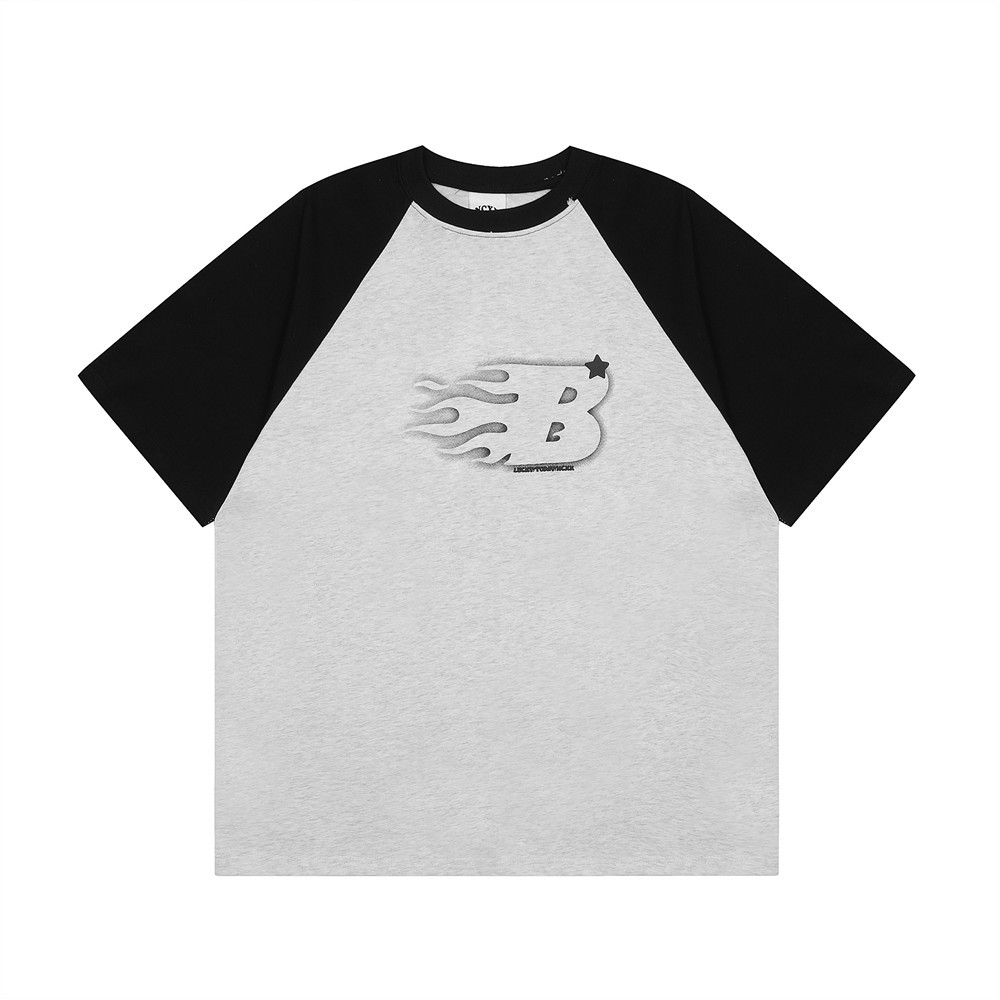 Color Blocking Shoulder Sleeve Short-Sleeved T-Shirt