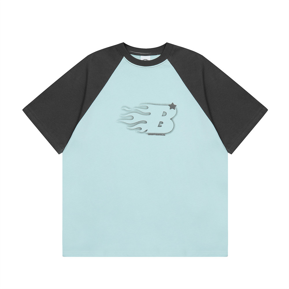 Color Blocking Shoulder Sleeve Short-Sleeved T-Shirt