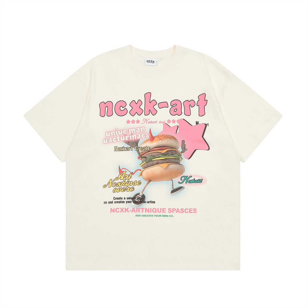 Five-Part Sleeve Cotton Printed Short-Sleeved T-Shirt