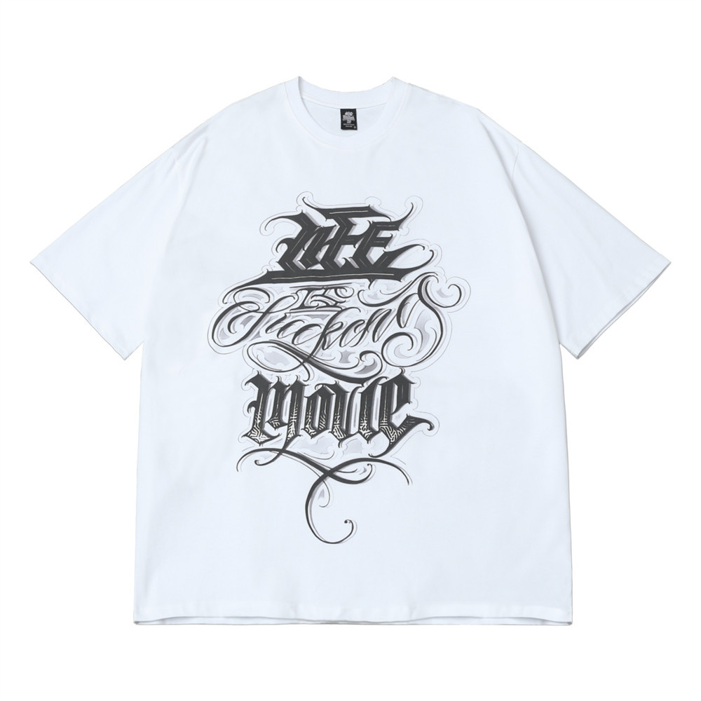Flower Body Letter Print Cotton Short-Sleeved T-Shirt