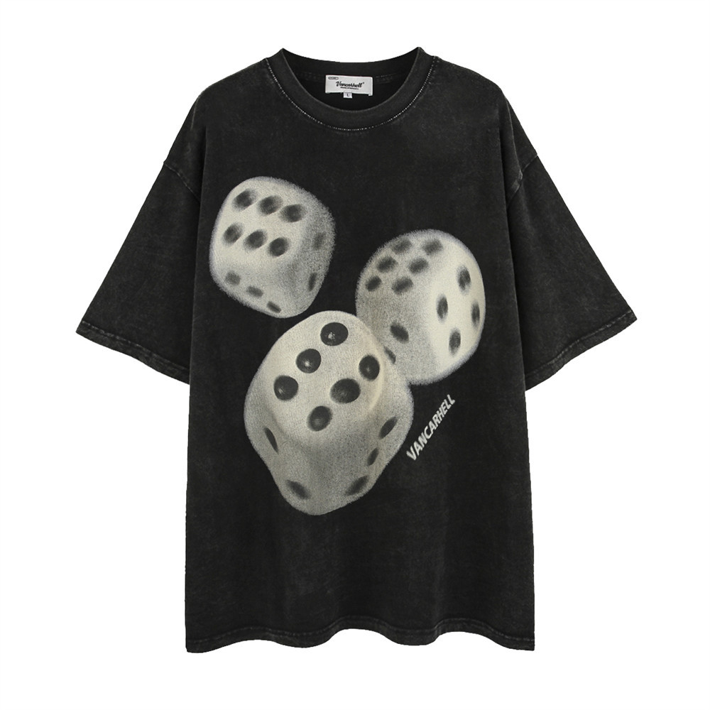 Loose Cotton Washed And Worn Five-Part Sleeve T-Shirt
