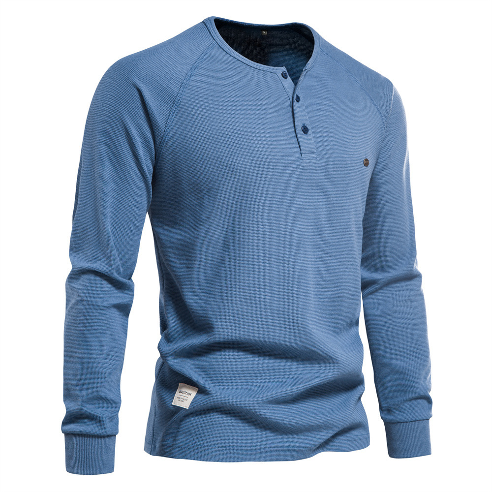 Men'S Bottoming Shirt Henry Collar Long-Sleeved T-Shirt