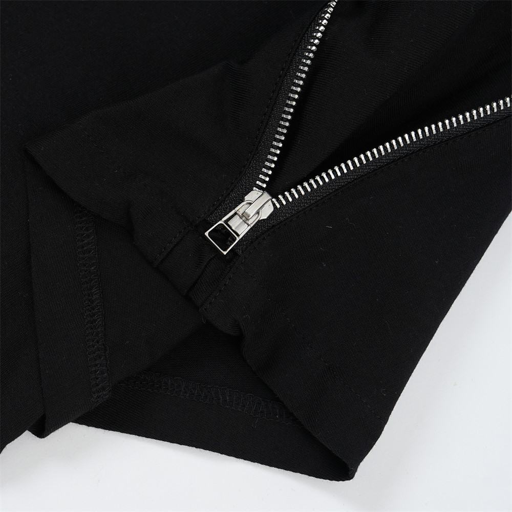 Pattern Zipper Patchwork Short-Sleeved T-Shirt