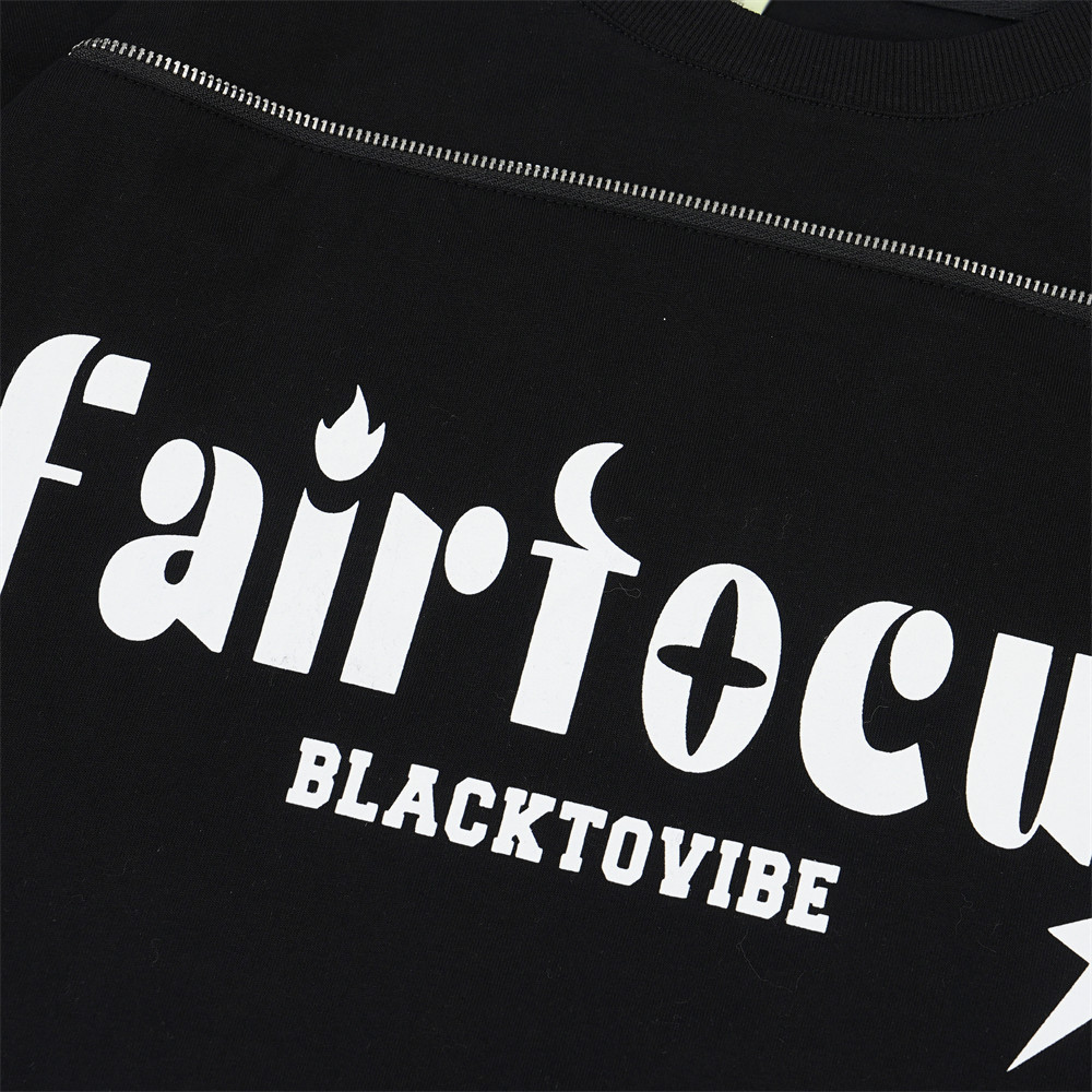 Pattern Zipper Patchwork Short-Sleeved T-Shirt