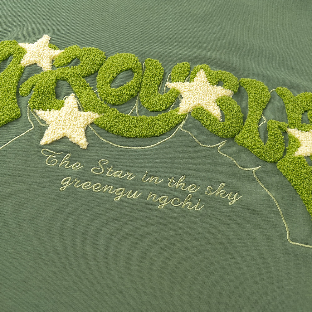 Towel Embroidered Letters Short-Sleeved T-Shirt