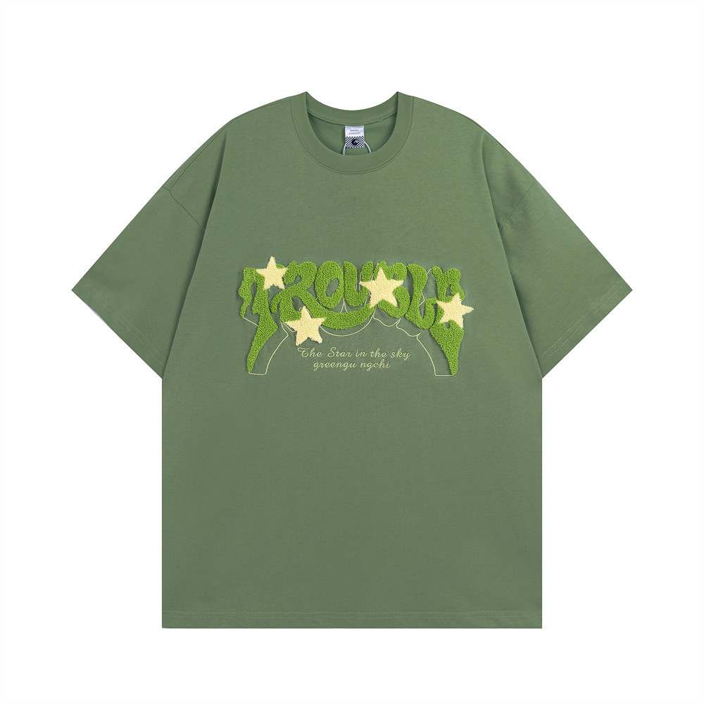 Towel Embroidered Letters Short-Sleeved T-Shirt