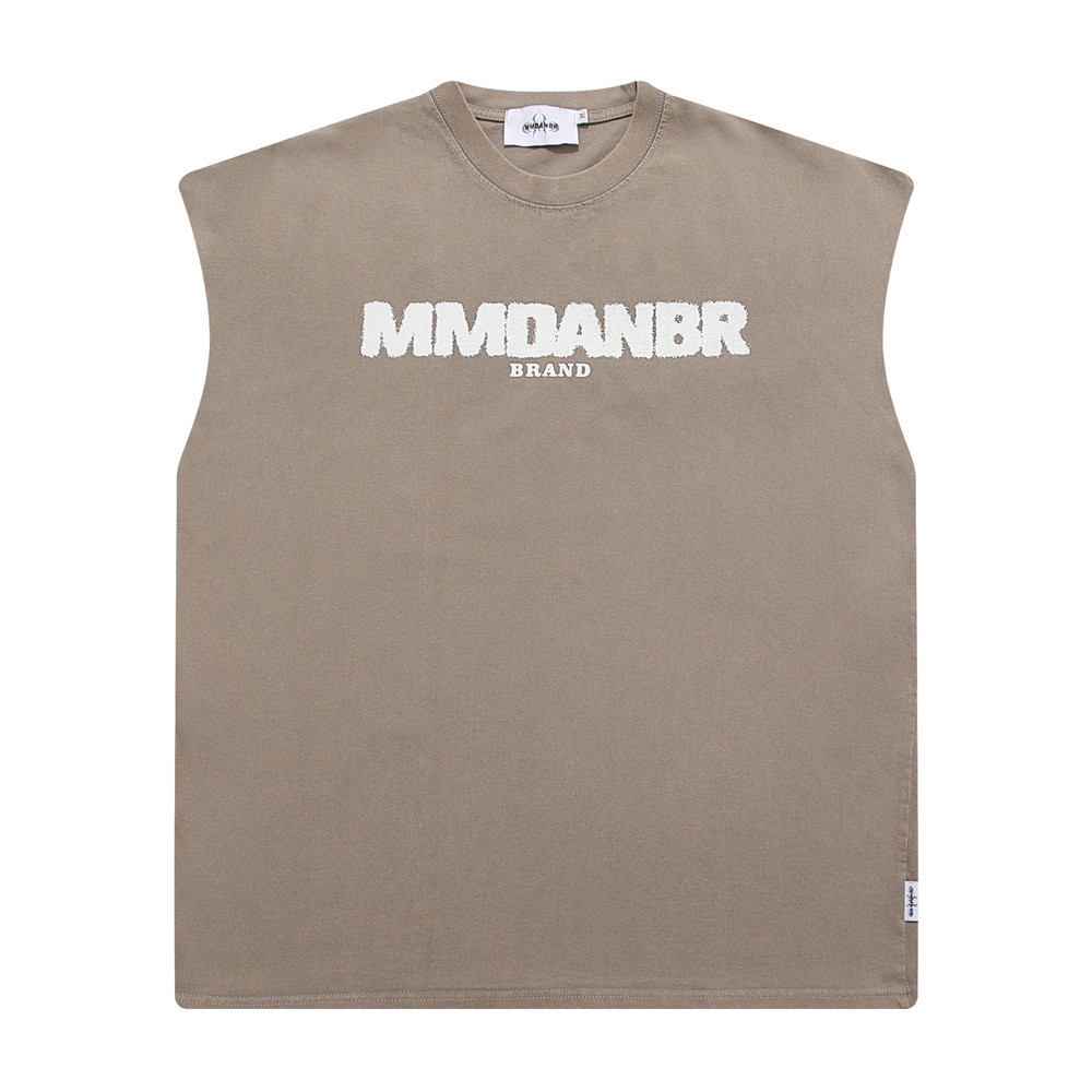 Vintage Letter Print Wide Shoulder Undershirt