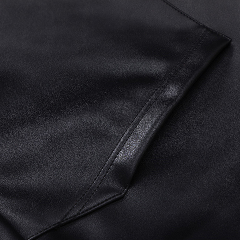 Biker Wind Loose Leather Jacket With Cap Pullover Sweater