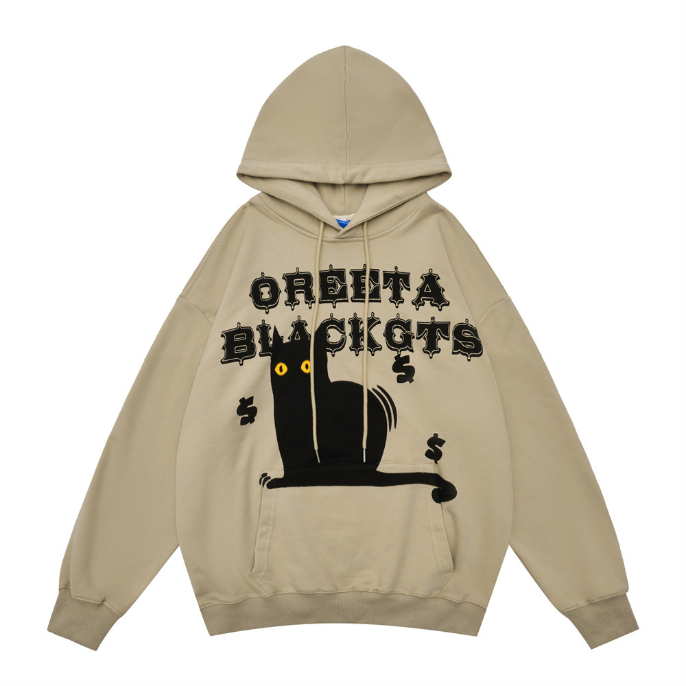 Cartoon Animals Black Cat Boys Hooded Sweatshirt