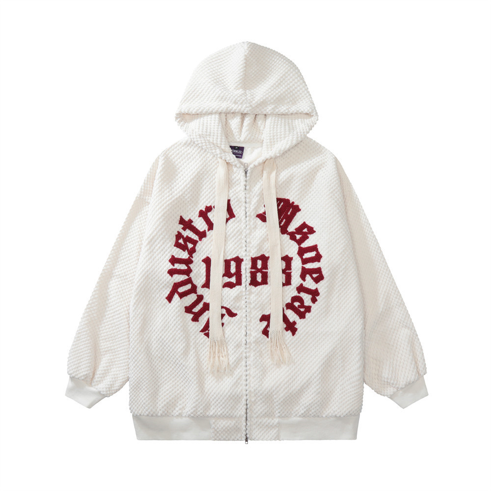 Casual Loose Embroidered Letters Hooded Sweatshirt