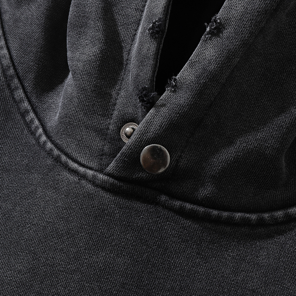 Casual Loose Washed And Worn Blank Hooded Sweatshirt