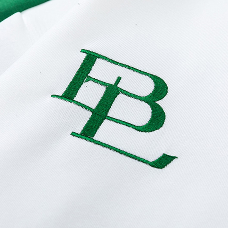 Color Blocking Letters Embroidered Lapel Sweatshirt