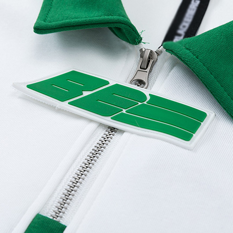 Color Blocking Letters Embroidered Lapel Sweatshirt