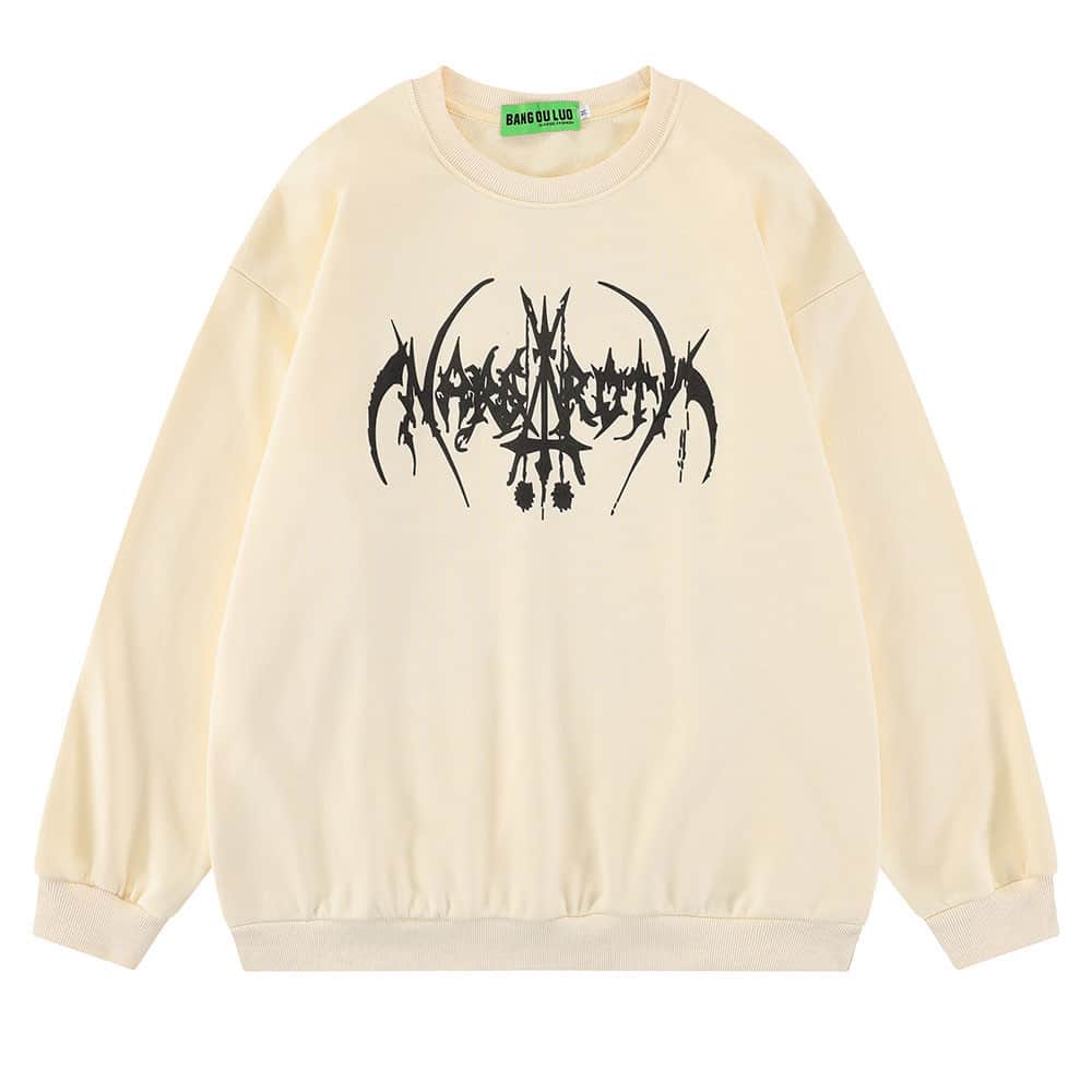 Devil Death Scythe Print Long Sleeve Pullover Sweatshirt