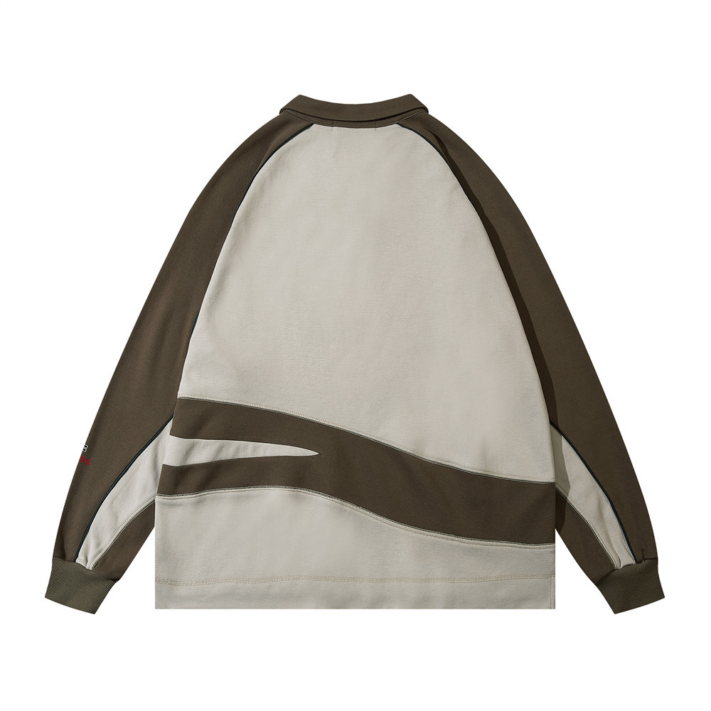 Half Open Collar Letter Collision Color Stitching Sweatshirt