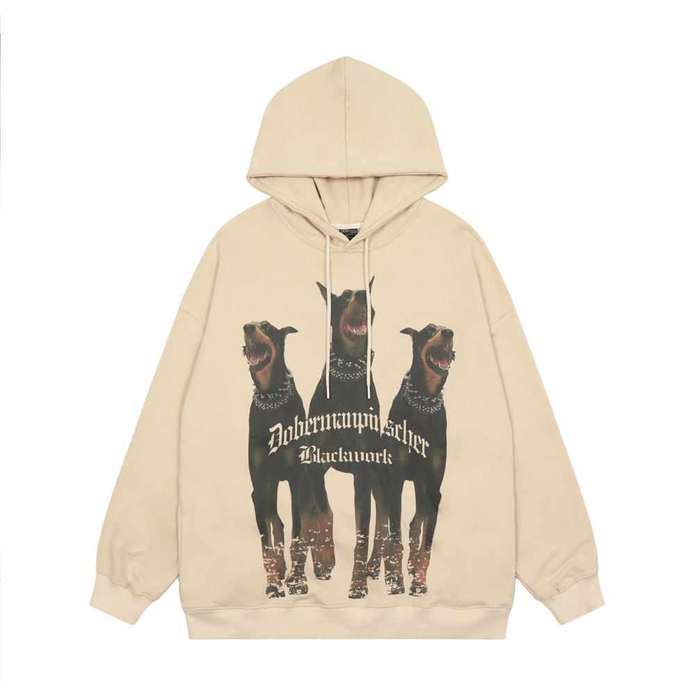 Hip-Hop Loose Houndstooth Print Hooded Sweatshirt