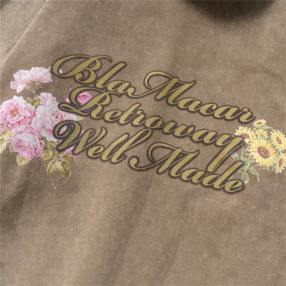 Loose Washed Old Trendy Print Hooded Sweatshirt