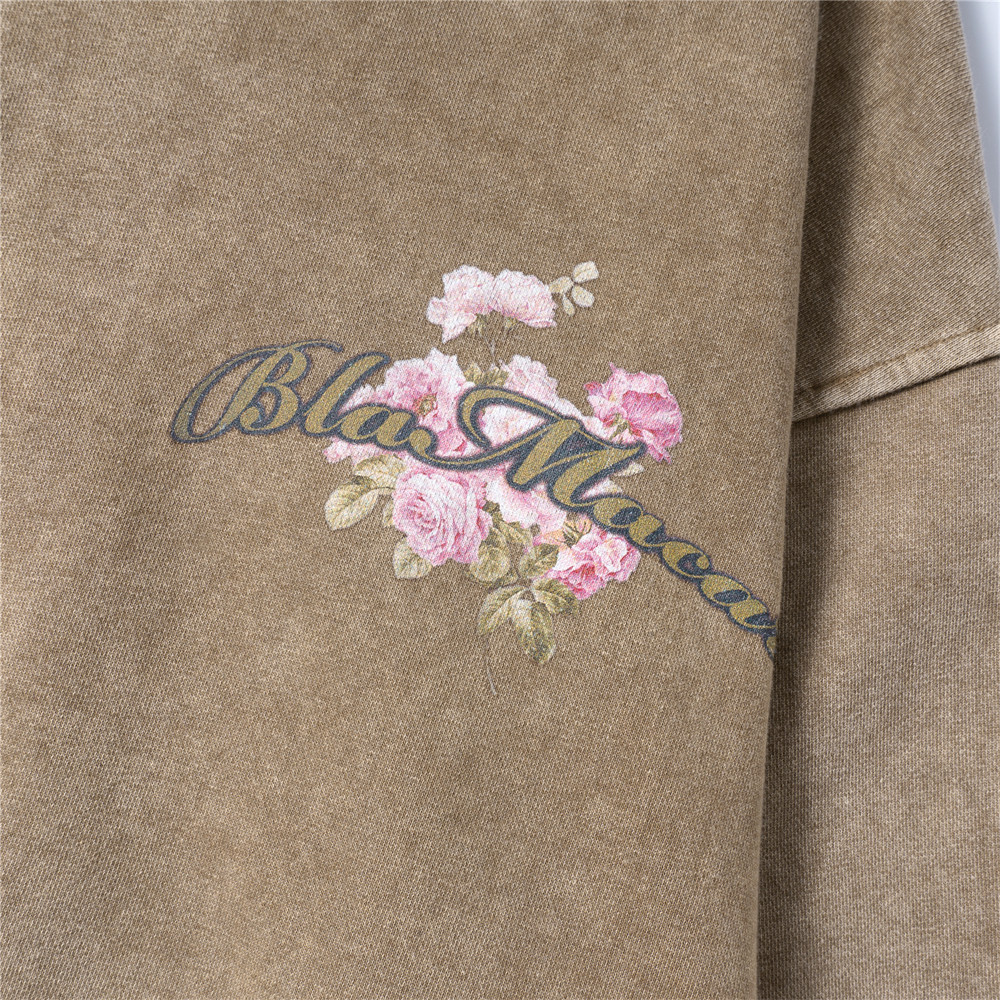 Loose Washed Old Trendy Print Hooded Sweatshirt