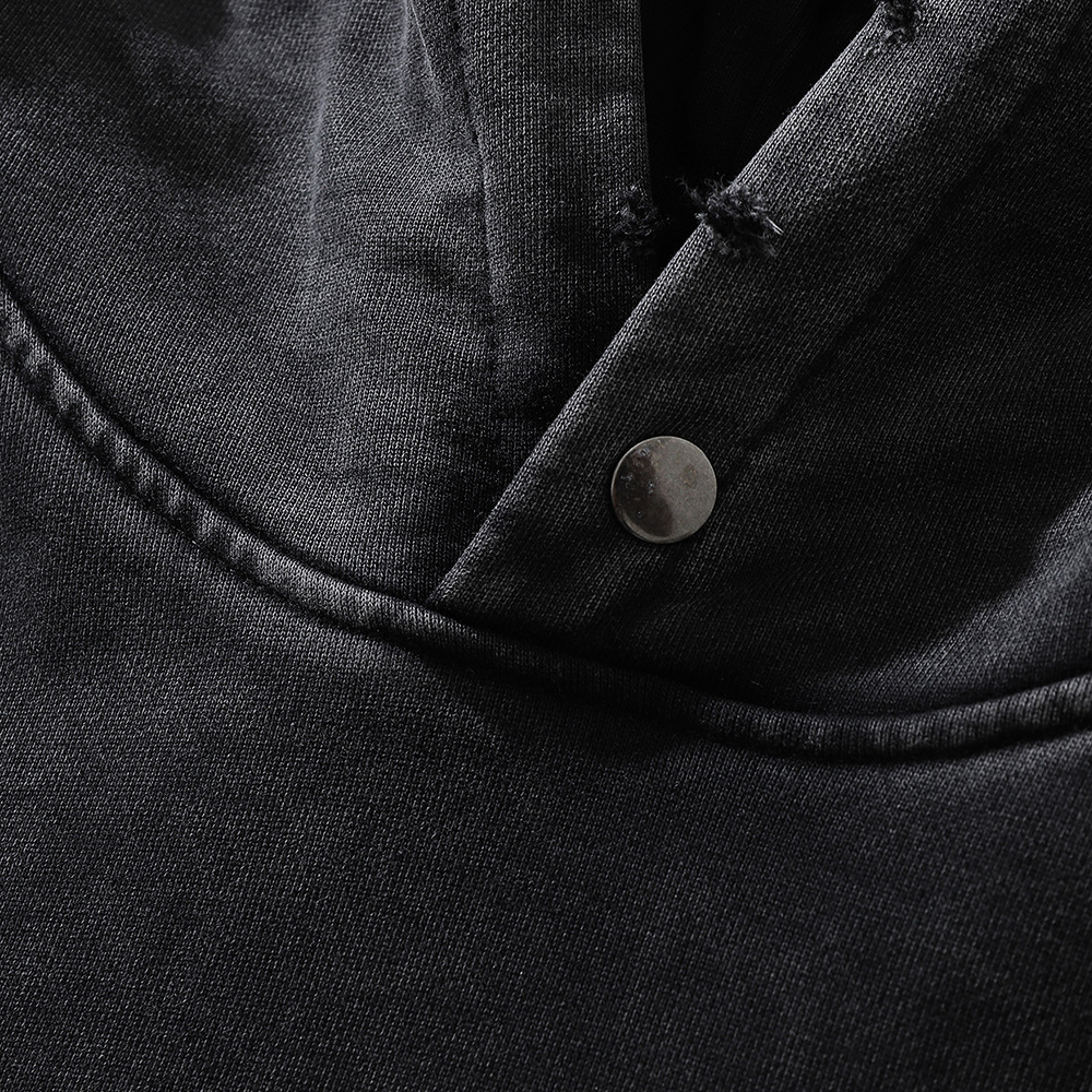 Niche Loose Frayed Washed With Hooded Sweatshirt