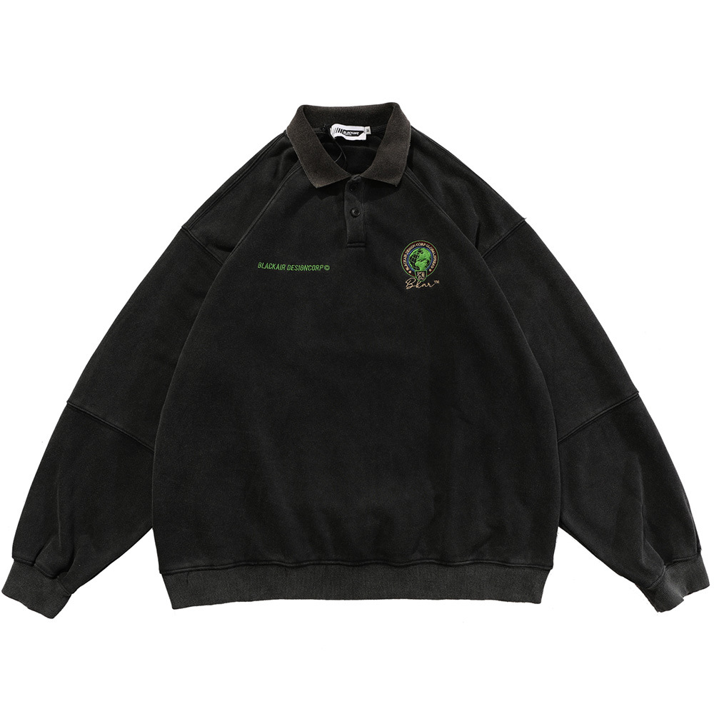 Open Collar Sweatshirts Male Loose Long-Sleeved Street
