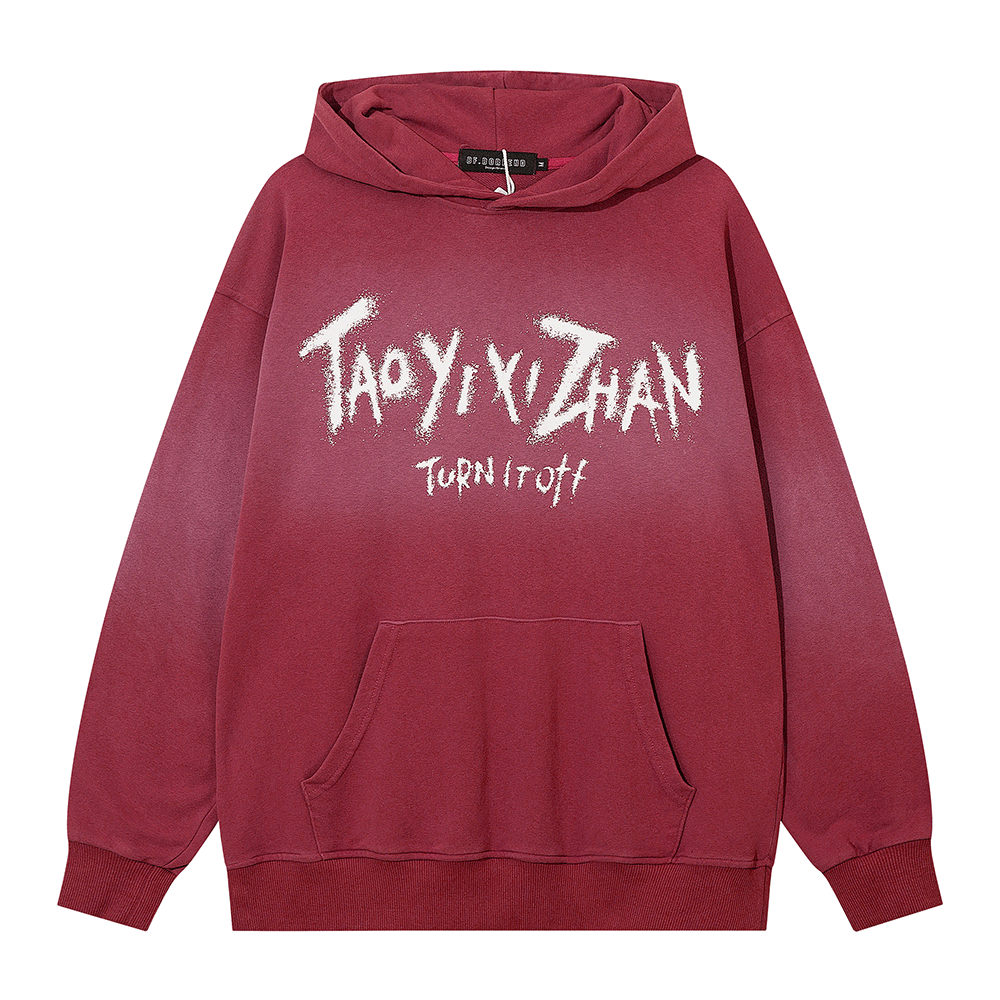 Paint Hooded Sweatshirt Vintage Long Sleeve Letter Spray
