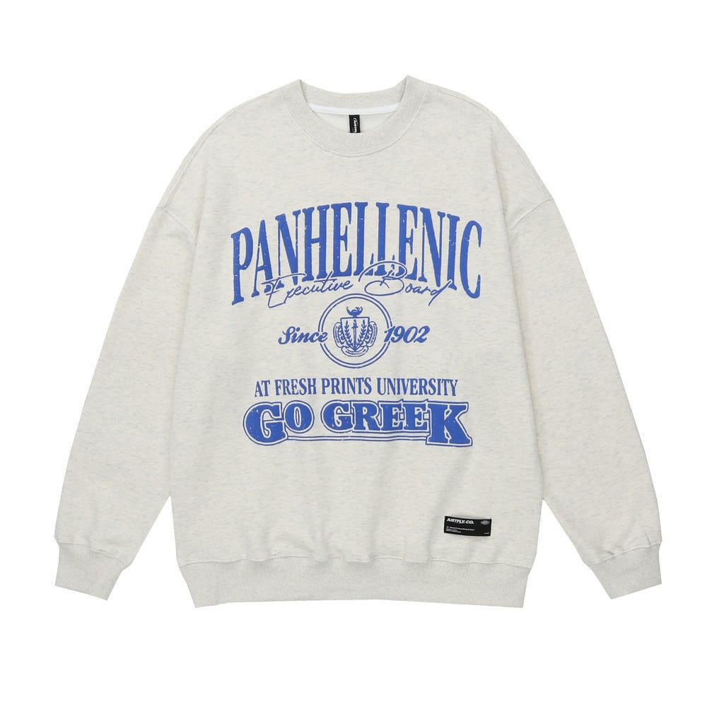 Street Letter Printed Long Sleeve Round Neck Sweatshirt