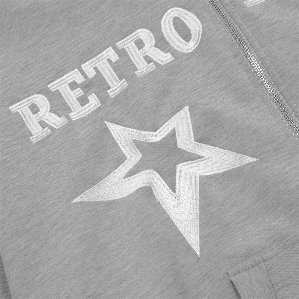 Pentagram Embroidered Letters Hooded Cardigan