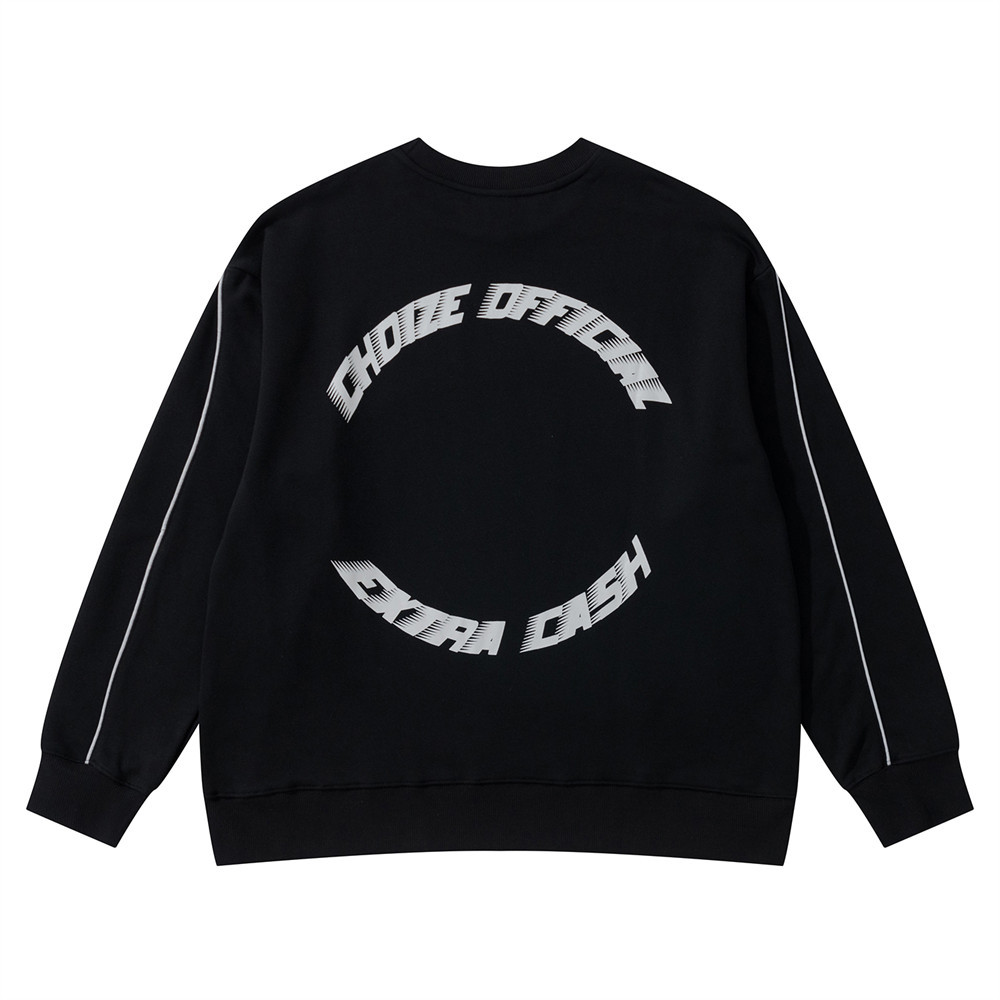 Series Bright Line Loose Letter Print Round Neck Sweater