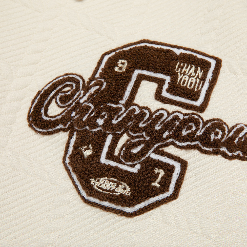 Simple Embroidered Letters Lapel Cardigan Sweatshirt