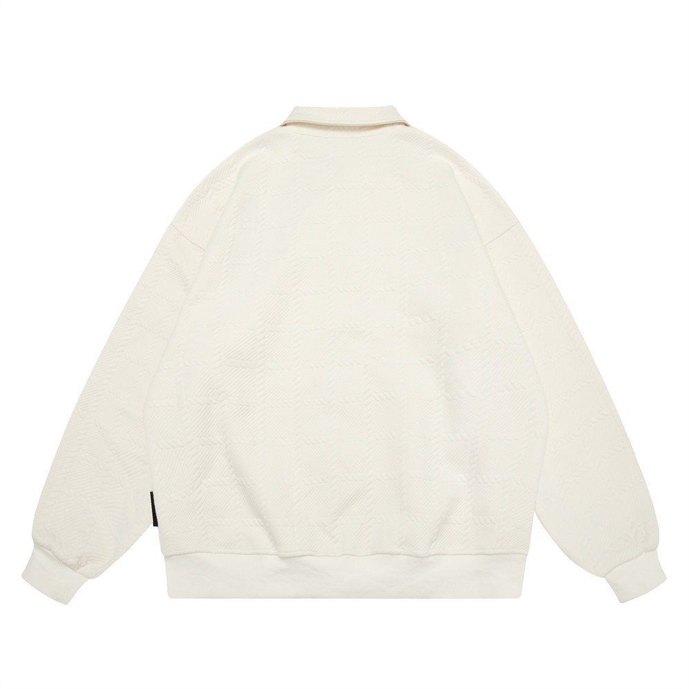 Simple Embroidered Letters Lapel Cardigan Sweatshirt