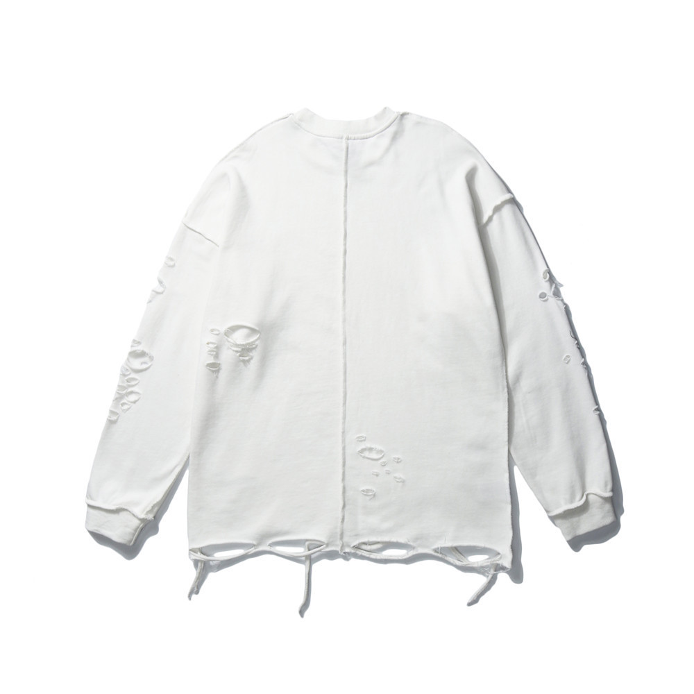 Solid Color Simple Broken Hole Sweatshirt