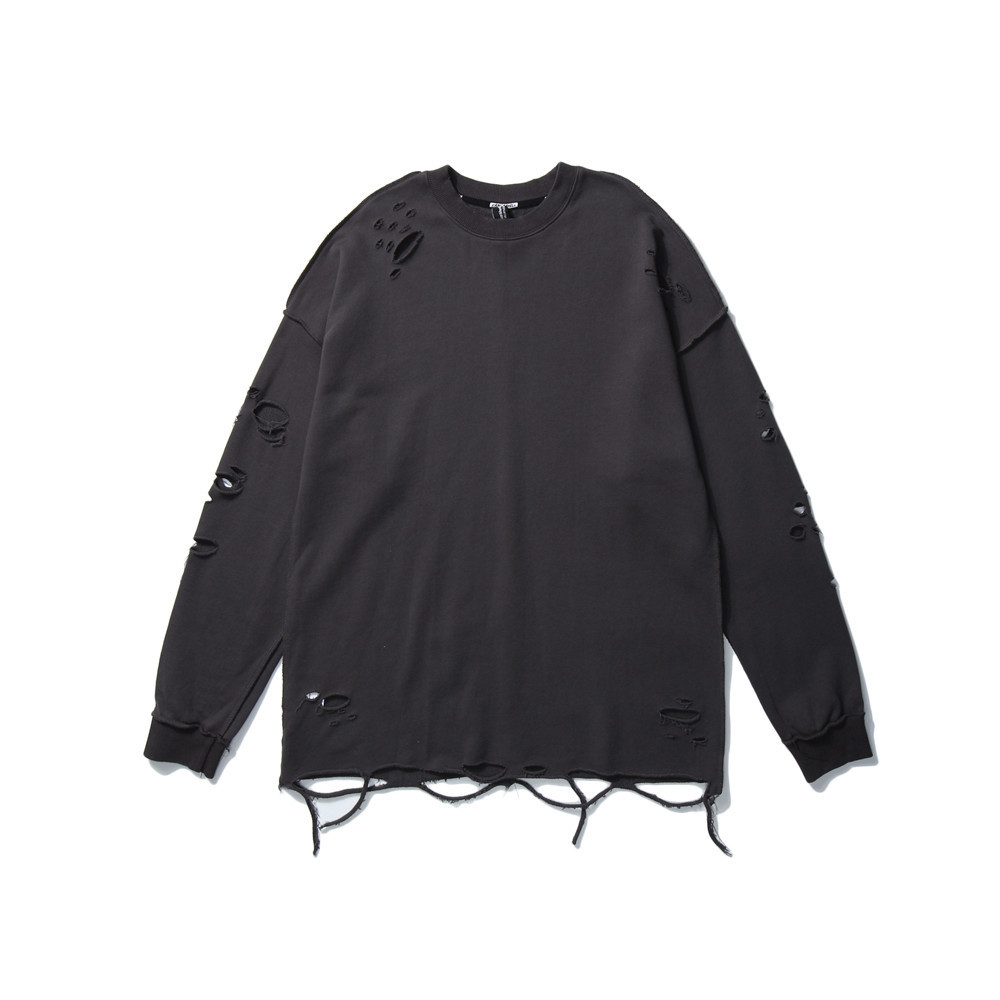 Solid Color Simple Broken Hole Sweatshirt
