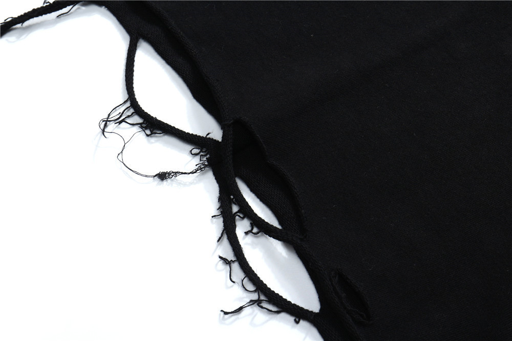 Solid Color Simple Broken Hole Sweatshirt