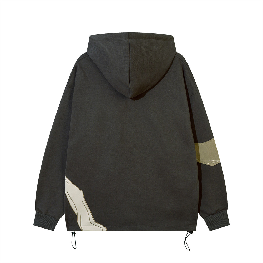 Sweatshirt-Collision Color Patch Embroidery Skull Bone
