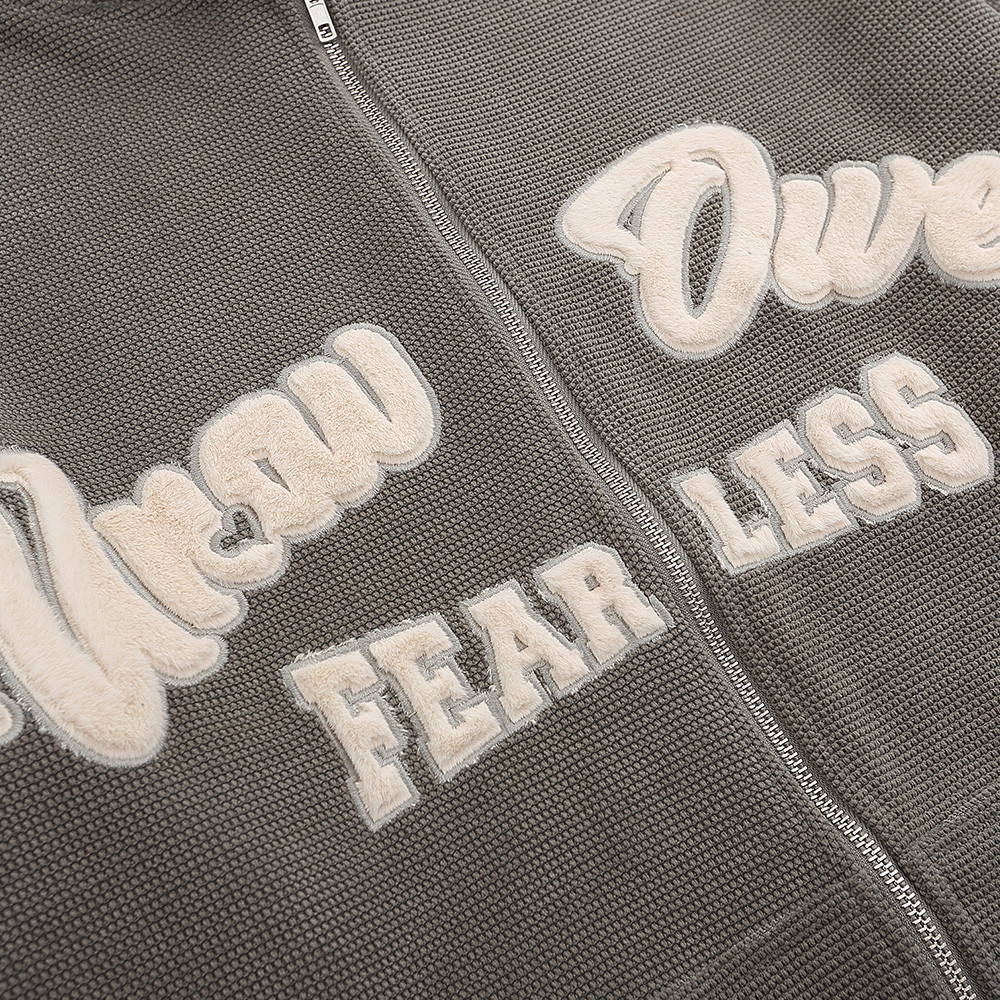 Sweatshirt-Plush Patch Embroidered Letters Hooded