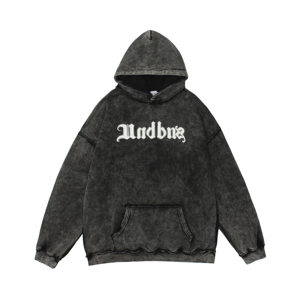 Washed And Aged Loose Skeleton Print Hooded Sweatshirt